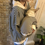 HQREA Classic Fashion Striped Dog Coats for Small Dogs Pullover Puppy Hoodie Sweatshirt French Bulldog Clothes for Female Dogs(Black,L)