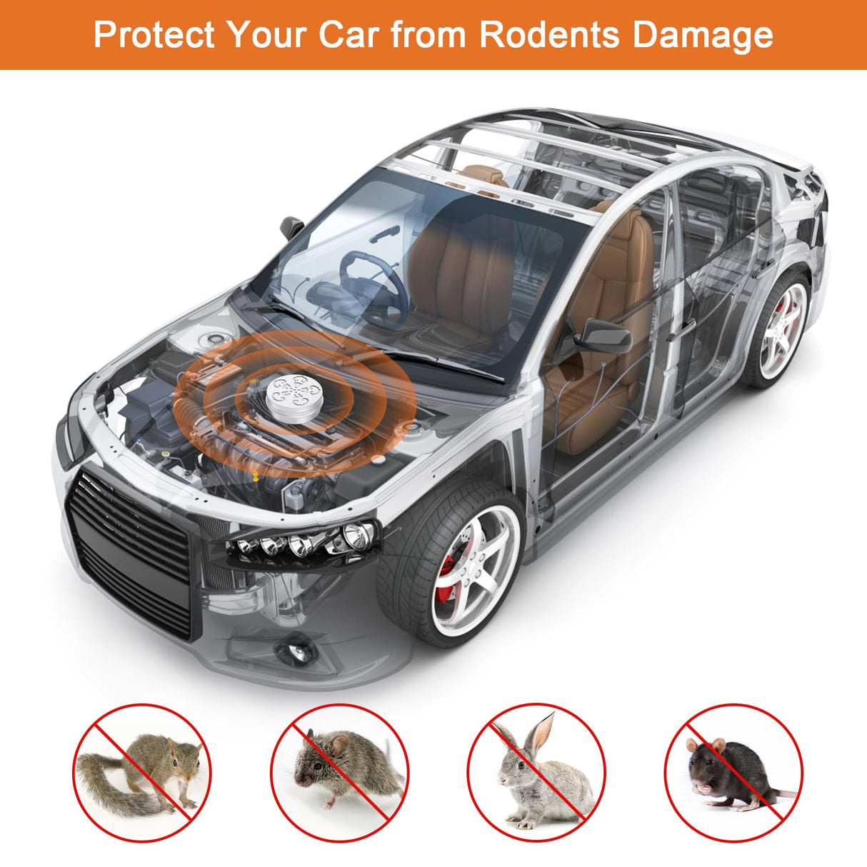 4 Pack Rodent Repellent for Car Engines, Peppermint Oil to Repel Mice and Rats, Mouse Repellent Keep Rodents Out of Car Rat Repellent for House Mice Repellent Outdoor