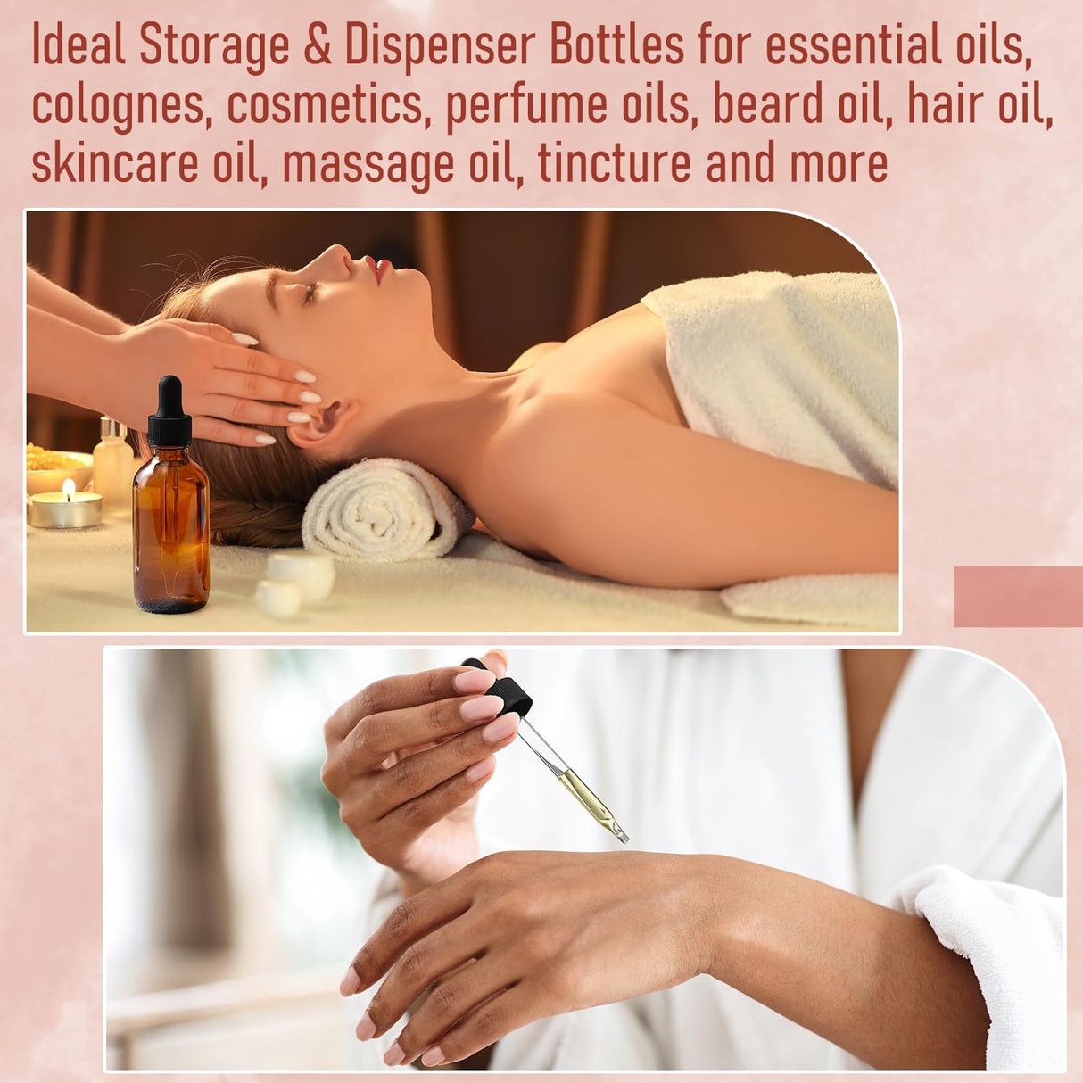 4 Pack, 100ml Dropper Bottles with 1 Funnel & 4 Labels - Essential Oils Bottles for Health, Personal Care & Beauty - 3.4oz Thick Dark Amber Glass Tincture Bottle with Eye Droppers, Leakproof