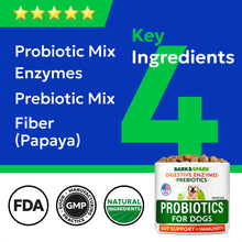 Load image into Gallery viewer, BARK&amp;SPARK Probiotics for Dogs Digestive Health w/Enzymes - Diarrhea Gas Treatment Upset Stomach Relief - Allergy &amp; Itchy Skin - Pet Dogs Probiotics - Digestion Supplement Treat (120Ct Chicken)
