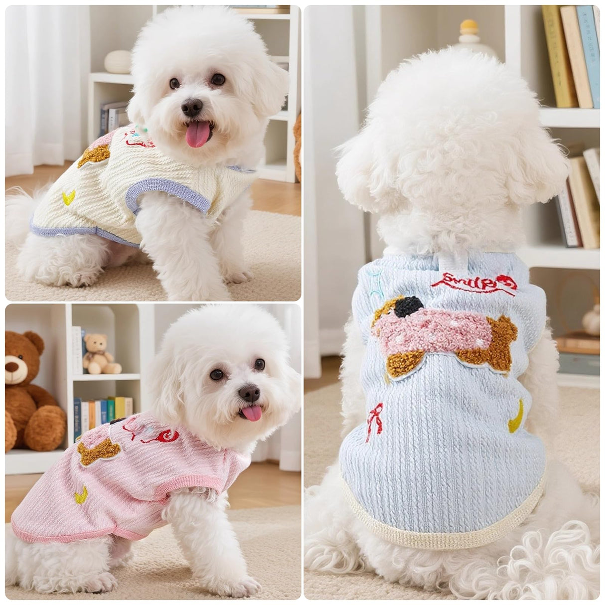 Cute Pet Apparel Cotton Dog Clothes All Season Sleeveless Puppy Kitten Pullover Soft Skin-Friendly (Beige, S (3-5.5lbs))