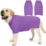 KCFESTIHUE Dog Sweater for Big Dogs Boys Girls Turtleneck Pullover Cable Knit Winter Stretch Clothes Labrador Bulldog Pitbull Doberman with Long Sleeves (XL, Purple)