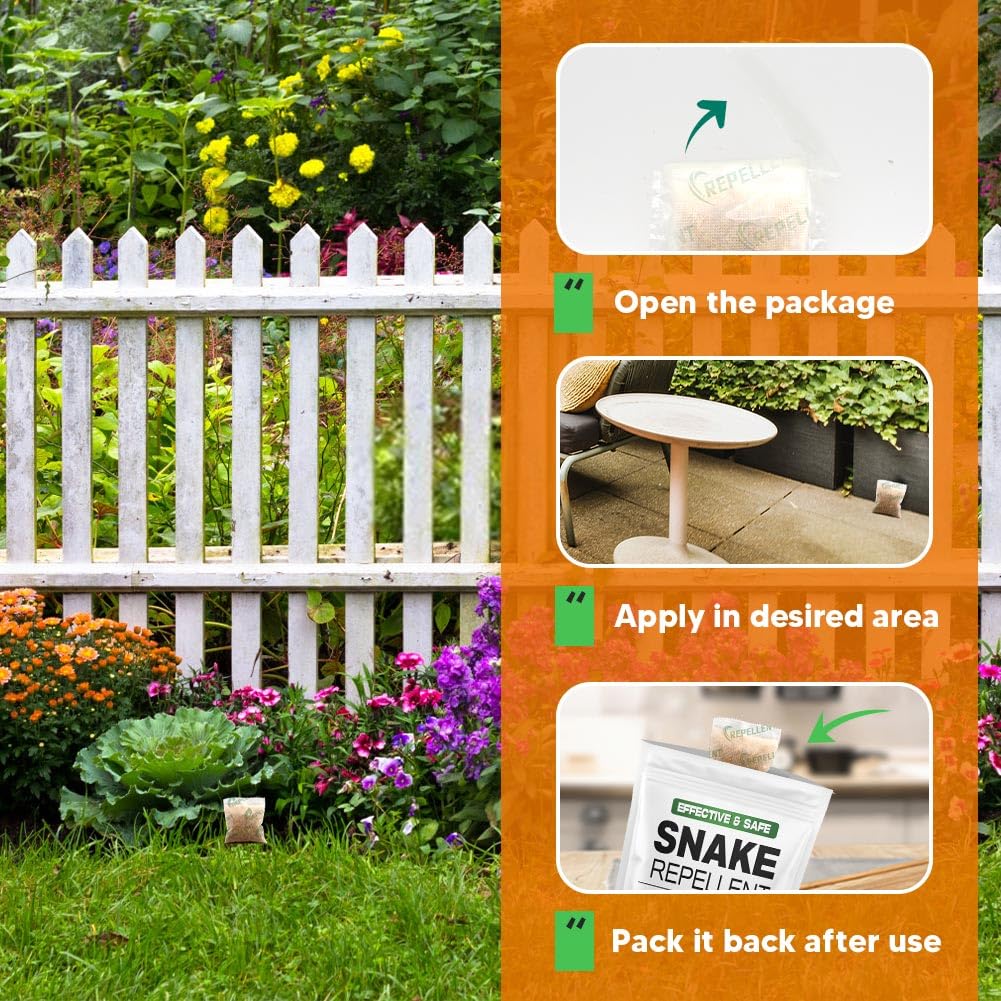 LEBMP Snake Repellent for Yard, Snake Away Repellent for Outdoors, Pet Safe Snakes Repellant, Garden Snake Deterrent, Keep Snakes Out of Backyard, Garage, House-8 Pouches