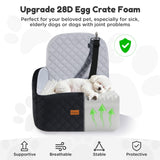 Gimars Upgrade Dog Car Seat with Reversible Long & Short Plush Seat Cushion for Small/Medium Dogs Up to 40lbs, Detachable Washable Anti-Slip Dog Booster Seat with 5.9'' 28D Egg-Crate Foam, S