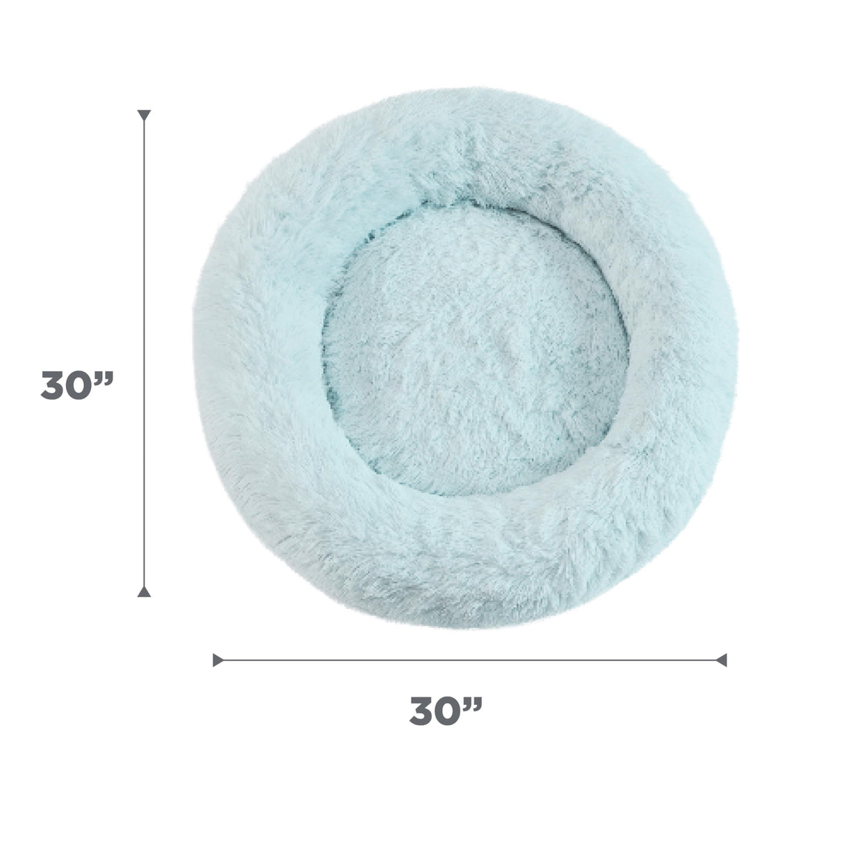 Best Friends by Sheri Original Calming Donut Dog and Cat Bed, Shag Faux Fur, Baby Blue, (30in x 30in) - Anxiety Relief for Pets Up to 45 lbs