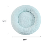 Best Friends by Sheri Original Calming Donut Dog and Cat Bed, Shag Faux Fur, Baby Blue, (30in x 30in) - Anxiety Relief for Pets Up to 45 lbs
