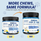 ZEBORA Salmon Oil for Dogs, Omega 3 Fish Oil for Dogs Skin and Coat with EPA & DHA, Zinc, Biotin, Quercetin, Vitamin C & E for Dog Allergy Relief, Hot Spot Treatment, Control Dog Shedding, 180 Chews