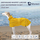 Greyhound Lurcher Raincoat, Whippet Rain Gear with Reflective Bar, Rain/Waterproof, Adjustable Bands and Drawstring in Autumn and Winter - Yellow - XL