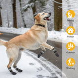 SCENEREAL Anti Slip Dog Boots & Paw Protectors for Hardwood Floor, Extended Dog Socks to Prevent Licking Paws, Waterproof Pet Snow Rain Shoe for Winter Large Senior Dogs, Grey L
