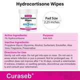 Curaseb Hydrocortisone Wipes for Dogs & Cats – Instant Itch Relief for Hot Spots, Paw Licking, Rashes, Allergies, Bites, Dry Skin – with Soothing Aloe - 100 Wipes