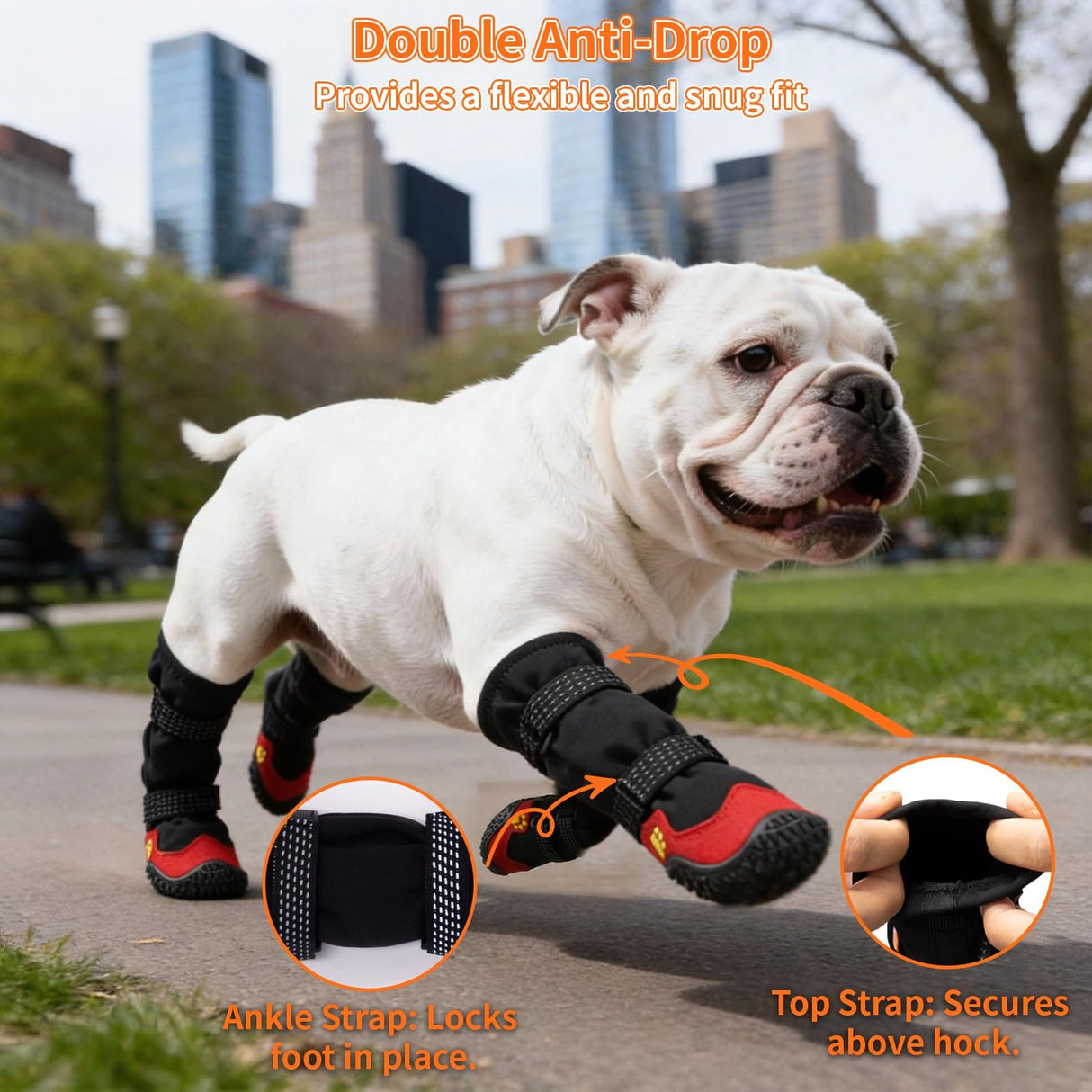 UIQELYS Dog Boots for Snow & Hiking, Waterproof High Top Protectors with Adjustable Reflective Straps, Anti-Slip Paw Protection Shoes for Mud and Hot Pavement-Ideal for Small to Large Dogs(Black, 7)
