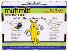 Load image into Gallery viewer, Mutt Mitt® 2-Ply dog waste pick-up bags Dispense-A-Mitt™ - 200 Dog Waste Bags in a wall mountable box.
