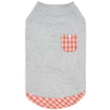 KYEESE Waffle Dog Shirts for Small Dogs Soft Stretchy T-Shirts Lightweight Puppy Tank Top Sleeveless Pet Vest with Cute Pocket and Plaid Patchwork for Daily Wear, Large