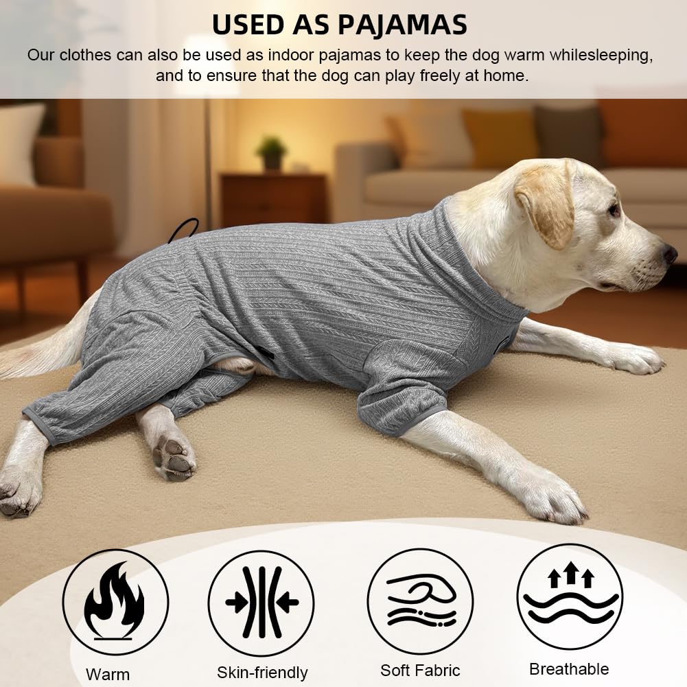 KOOGAL Dog Pyjamas PJS Sweater Clothing and Loungewear Suitable for Large to Giant Breeds of Dogs, Neutering Suits, Extra-Large Stretch Fabric, Four-Legged Dogs Clothes Pyjamas(Sweater Gray, 6XL)
