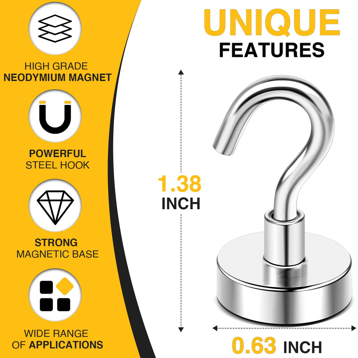 Magnetic Hooks, 30lbs+ Magnet Hook 2026 Cruise Cabin Ship Essentials N52 Strong Kitchen Utensil Racks Refrigerator Fridge Magnets Hanging for Classroom Beach Vacation Grills Home 6 Pack