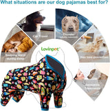LovinPet Big Dogs Pajamas Onesies - Full Belly Coverage, Pajamas for Pitbulls, Pullover Shirt for Large Breed Dogs, Pitbull Clothes, Fruit Popsicle Print, Lightweight Big Dog PJ's, Medium,2XL