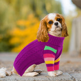 OUOBOB Dog Sweater Thick, Sweaters for Large Size Dogs Comfy, Stretchy Pullover Dog Sweater for Large Doggie, Christmas Dogs Sweaters Unisex, Warm Pet Knitwear Boston Terrier, Frenchie (Purple L)