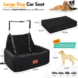 NEEZUKAR Dog Car Seat for Large Medium Dogs,Portable Washable Pet Car Seat Under 55 lbs,Dog Booster Seat with Thick Cushion,2 Safety Leashes Travel Car Dog Bed