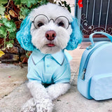 Blueberry Pet Back to School 2-Pack Prep School Style Dog Polo Shirts | Cotton Outfit for Small Pets in Pastel Pink + Blue, Back Length 14 inch