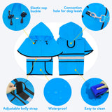 Domagiker Waterproof Dog Raincoats - Hooded Raincoats for Dogs, Adjustable Reflective Dog Rain Coat, Windproof Dog Rain Jacket Pet Rain Slicker Poncho for Small, Medium, Large Dogs (Small, Blue)
