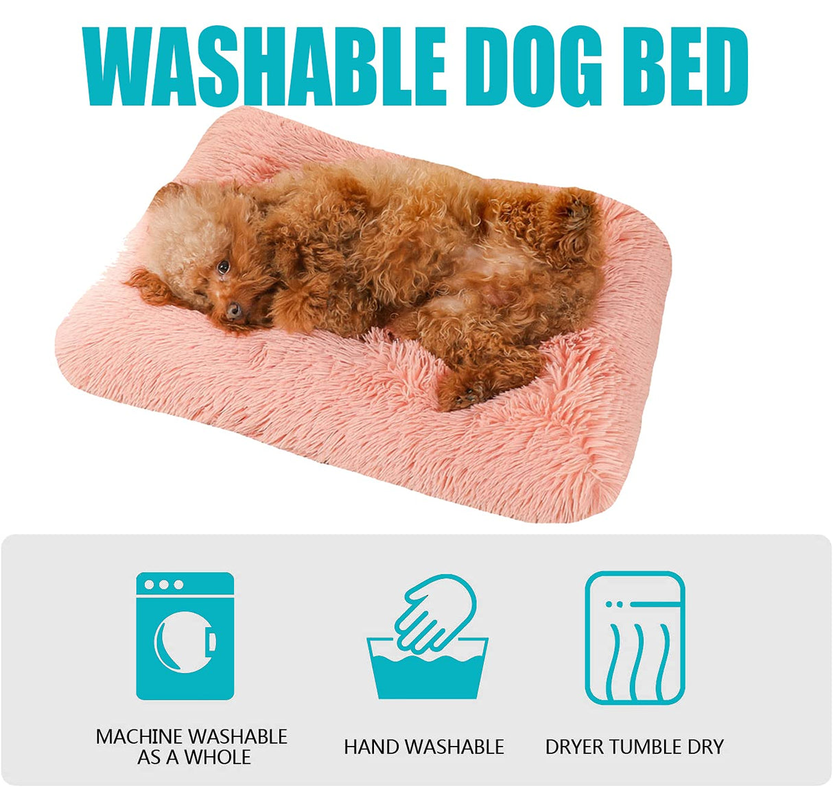 Liveinu Long Plush Calming Pet Bed Cuddler Pet Bed for Dogs and Cats Fluffy Faux Fur Dog Bed with Anti Slip Bottom Machine Washable Pet Sleep Bed Crate Mat Tie-Dye Brown L