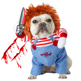 Pet Deadly Doll Dog Costume - Funny Halloween Chucky Outfit for Small, Medium, Large Dogs, Cats, Puppies - Cute Party Cosplay Dress Up - Scary Spooky Kitty Apparel