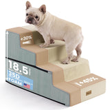 Gardner Pet Dog Stairs for Small Dogs 18.5" H, 4-Step Extra Wide Dog Steps for Bed, Pet Stairs for Bed and Couch with Durable Non-Slip Waterproof Fabric Cover and Soft Foam, Beige