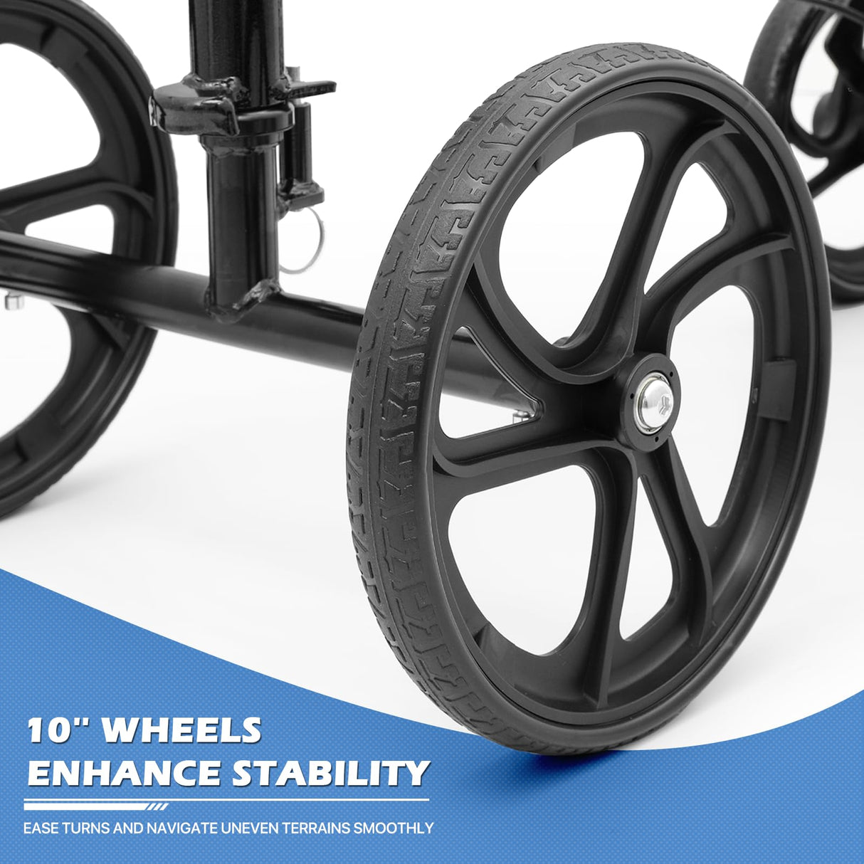monicare Knee Walker for Adults 10" Front Wheels Steerable Medical Scooter Crutch Alternative with Dual Braking System and Removable Storage Pouch for Leg and Foot Injuries, Easy Assembly, 350lbs Load