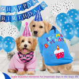 GreenJoy Dog Birthday Party Outfit Decoration Set Supplies - Birthday Bandana, Sweater & Party Hat Gift for Small, Medium & Extra Large Dogs Girl and Boy (Small, Birthday Blue)