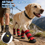 BECROWM Dog Boots for Winter Snowy Day Water-Resistant Dog Shoes for Small Medium Large Dogs Paw Protectors for Outdoor Hiking Walking (Red, 3# (Width 2.0inch) for 27-38lbs)