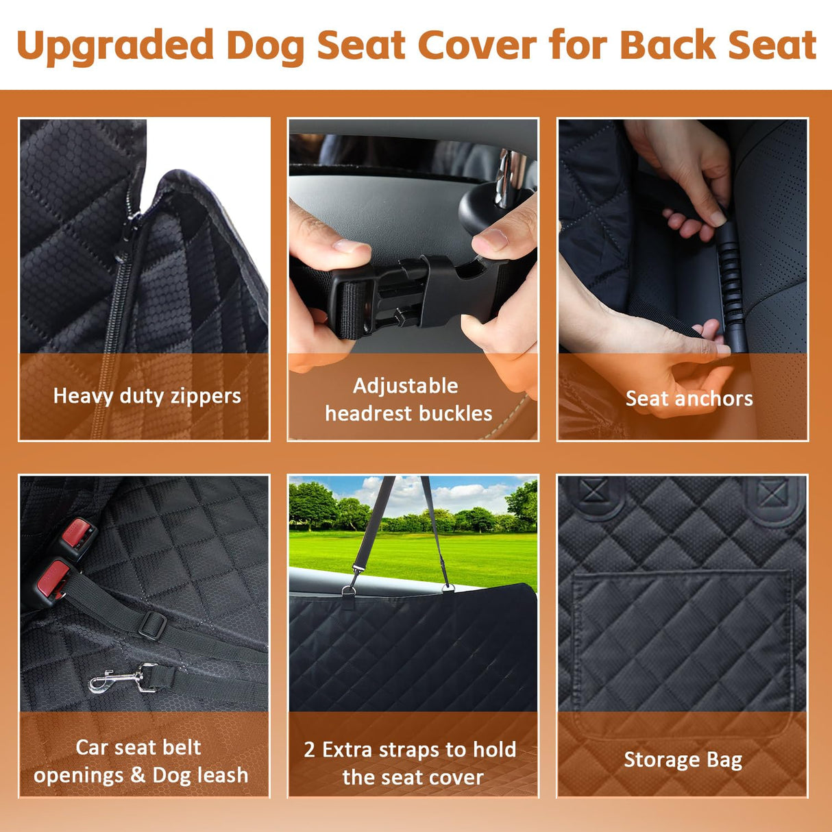 JSTHT Back Seat Extender for Dogs, Hard Bottom Dog Car Seat Cover for Back Seat Support 420lbs Waterproof Back Seat Pet Cover for Dogs Scratchproof Large Dog Hammock Bed for Cars SUV and Truck