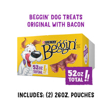 Load image into Gallery viewer, Purina Beggin' Strips Dog Treats, Original With Bacon Flavor - (Pack of 2) 26 oz. Pouches
