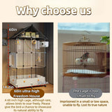 60in Large Flight Bird cage, Equipped with Bird's Nest， Ladder, Swing, Feeder, etc. with Wheels for Easy Outdoor Movement, Suitable for Parrots, Pigeons (Black, 28.4" L x14.2W x 60" H)