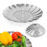 Vegetable Steamer Basket, Premium Stainless Steel Veggie Steamer Basket - Folding Expandable Steamers to Fits Various Size Pot Small (5.5" to 9.2")