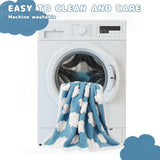 Luciphia Waterproof Pet Blanket for Medium Large Dogs Washable Fluffy Thick Jacquard Shag Fleece Warm Sherpa 3D Textured Flower Print for Cats Puppy Couch Protection (Blue Cloud,85x57 inches)