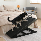 Dog Ramp for Bed and Couch- 5 Height Adjustable Premium Solid Wood Pet Ramp for Small, Medium Dogs, Collapsible Anti-Slip Dog Ramp for Sofa, Couch & Beds (Black, 115)