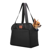 FDJASGY Dog Purse Carrier with Pocket and Safety Tether,Soft-Sided Small Dog Carrier for Small Medium Pet Outdoor Shopping Tote Bag Black