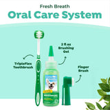 TropiClean Fresh Breath Toothbrush and Toothpaste Kit for Dogs, Teeth Cleaning Kit for Plaque & Tartar Removal, Breath Freshener, Dog Dental Care