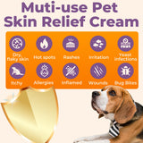Tetesol Dog Itchy Skin Relief Cream Hot Spot Treatment, Dogs Balm Rapid Healing Dry Itchy Skin with Colloidal Oatmeal Manuka Honey- 100g Lotion with Applicator
