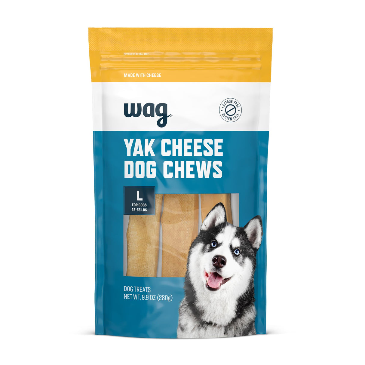 Wag Yak Cheese Himalayan Dog Chews, Dog Treats for Large Size Dogs, All Natural, High Protein for Aggressive Chewers, 35-55 lbs, 3 Count, 9.9 oz