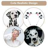Beviliu 4 Pack Animals Ear Realistic Dalmatian Dog Ears Headband Fluffy Cat Bunny Pig Hairband Halloween Christmas Costume for Washing Makeup Cosplay Party