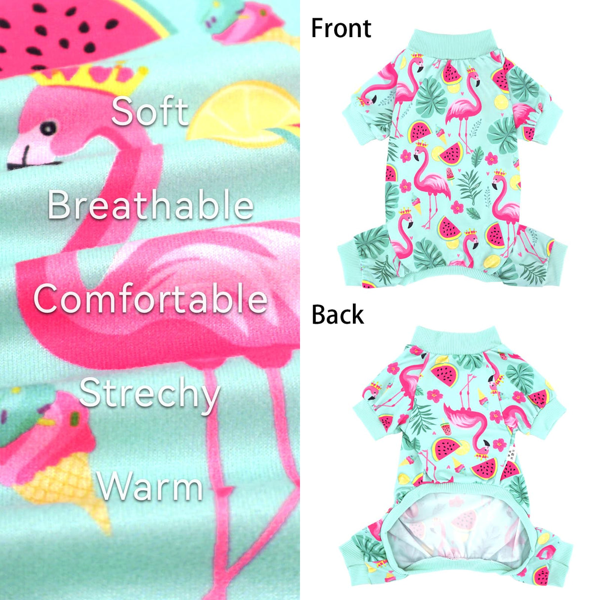 XPUDAC 4 Pack Dog Pajamas for Small Dogs Girl Boy Soft Stretchy Pjs Summer Puppy Clothes for Doggie Pet Outfits, Large