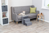 Trixie Velour 3-Step Pet Stairs with Storage, Collapsible, Storage Compartments for Pet Toys,Gray
