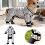 Dog Winter Coat with Attached Boots, Waterproof Insulated Quilted Full Body Suit for Small Medium Dogs, Reflective Puppy Snow Outfit for Outdoor Walking (S)