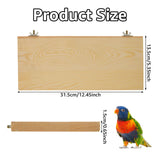 Oungy 4 Pack Bird Perch Stand 12.4×5.3 Inch Parrot Wood Platform Rectangle Wood Perch Stand Board Shelf for Parrots Birds Budgie Parakeet Cockatiel Hamster Chinchilla Gerbil