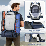 Farmer&Donkey Hiking Backpack, 40L Waterproof Camping Backpack with Packable Back Panel & Rain Cover, Men Women Rucking Backpacking Backpack Outdoor Sport Lightweight Travel Daypack for (Grey)