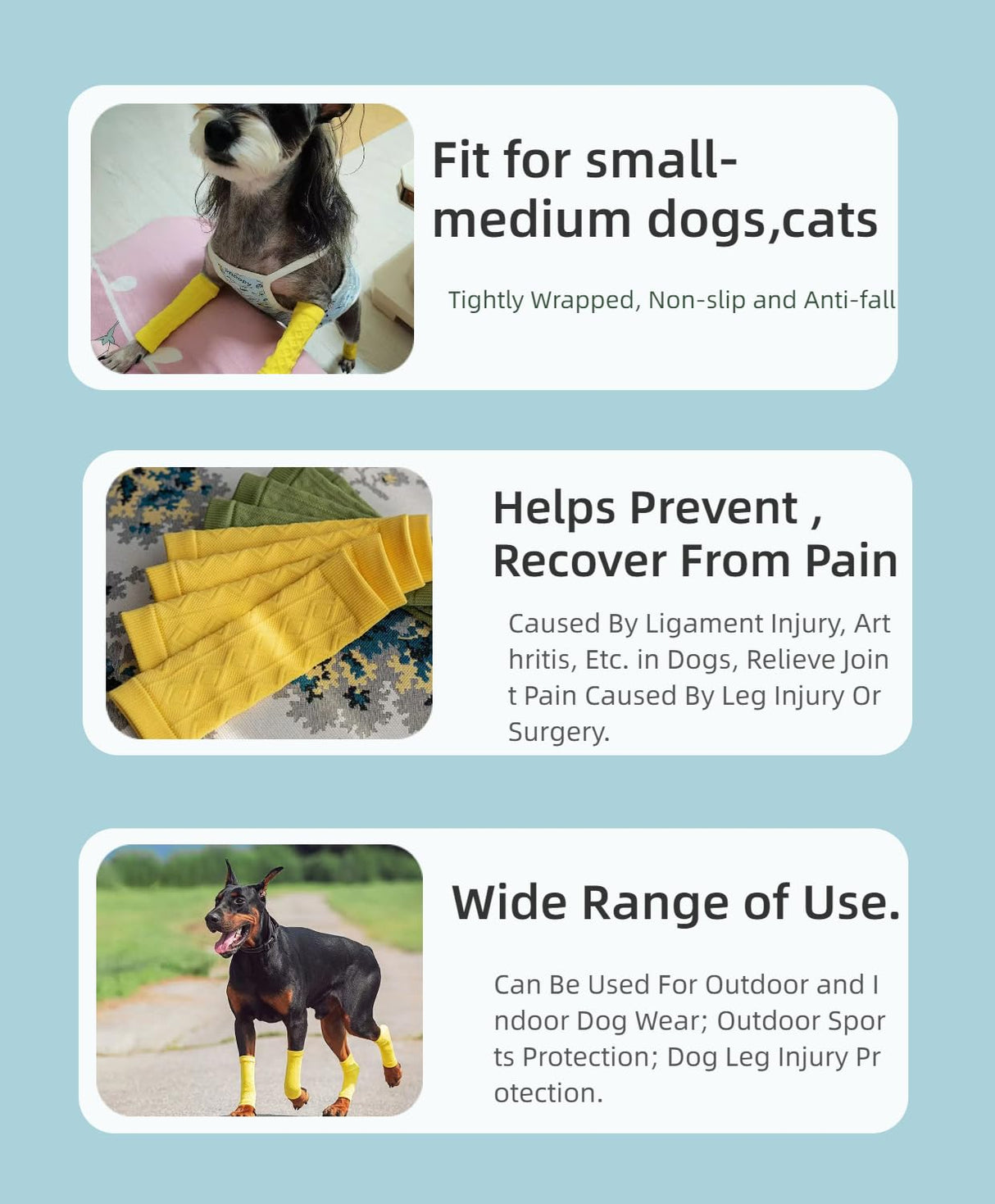 8 Pcs Pet Dog Elbow Sleeve Protector Pets Leg Brace Knitted Sock Warm, Dog Elbow Wrap, Dog Leg Warmer Wrap Protector for Small,Medium Dogs Puppy Stocking Stuffers Puppy Cat Leg Sock (Yellow, L)