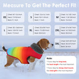 Petglad Dog Winter Coat, Waterproof Dog Jacket with Leash Hole, Reflective Adjustable Pet Snow Vest, Warm Fleece Sweater for Small Medium Large Dogs - Rainbow, S