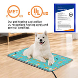 Large Pet Heating Pad (30x47in) Temperature Adjustable Dog Cat Heating Pad with Timer, Waterproof Heated Cat Bed Mat with Chew Resistant Cord