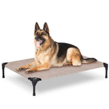PVY Elevated Dog Bed for Outdoor, Large Raised Dog Cot with Washable Mesh, Cooling Pet Cot Chew Proof for Outside Camping, 42"x30" Grey